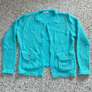 Teal knit sequin cardigan
